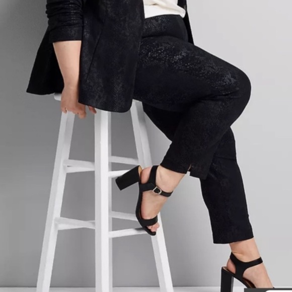 Lane Bryant Black Coated Snake Print The Allie‎ Ankle Pant NWT 16P - Picture 1 of 14
